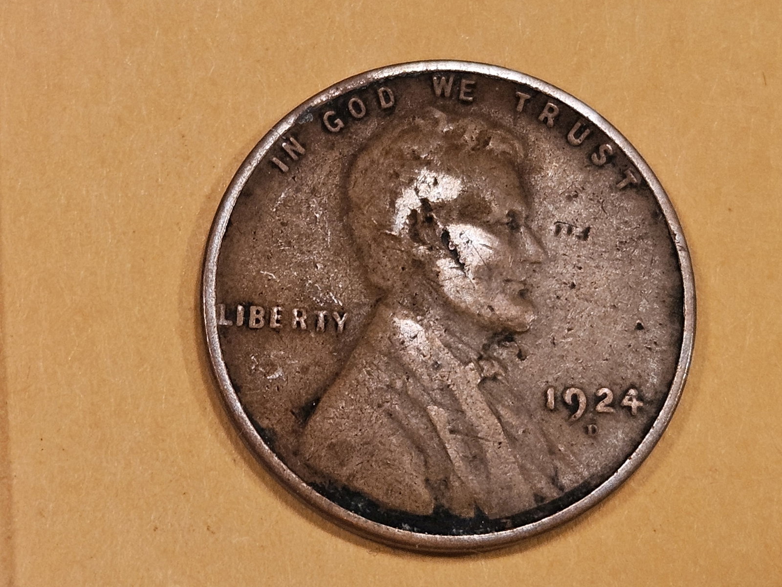 Semi-Key 1924-D Wheat cent: In Fine