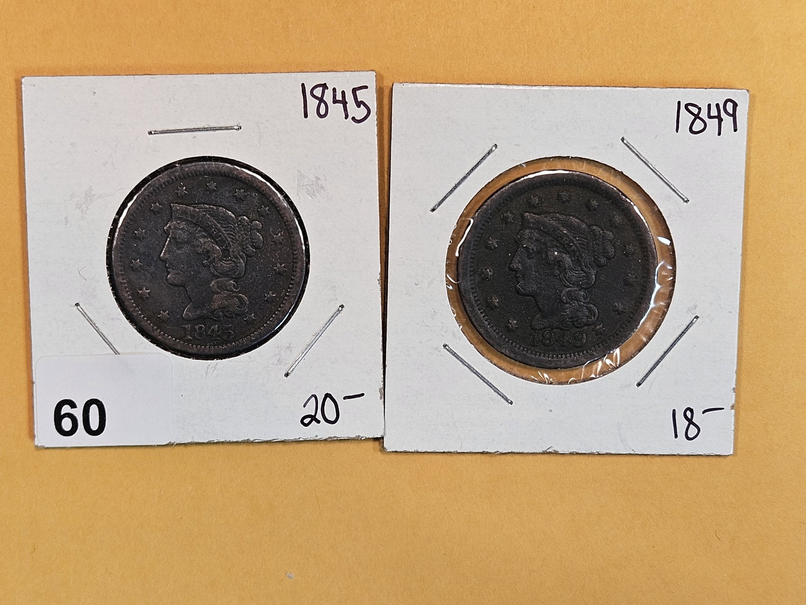 1845 and 1849 Braided Hair Large Cents (1 of 5)