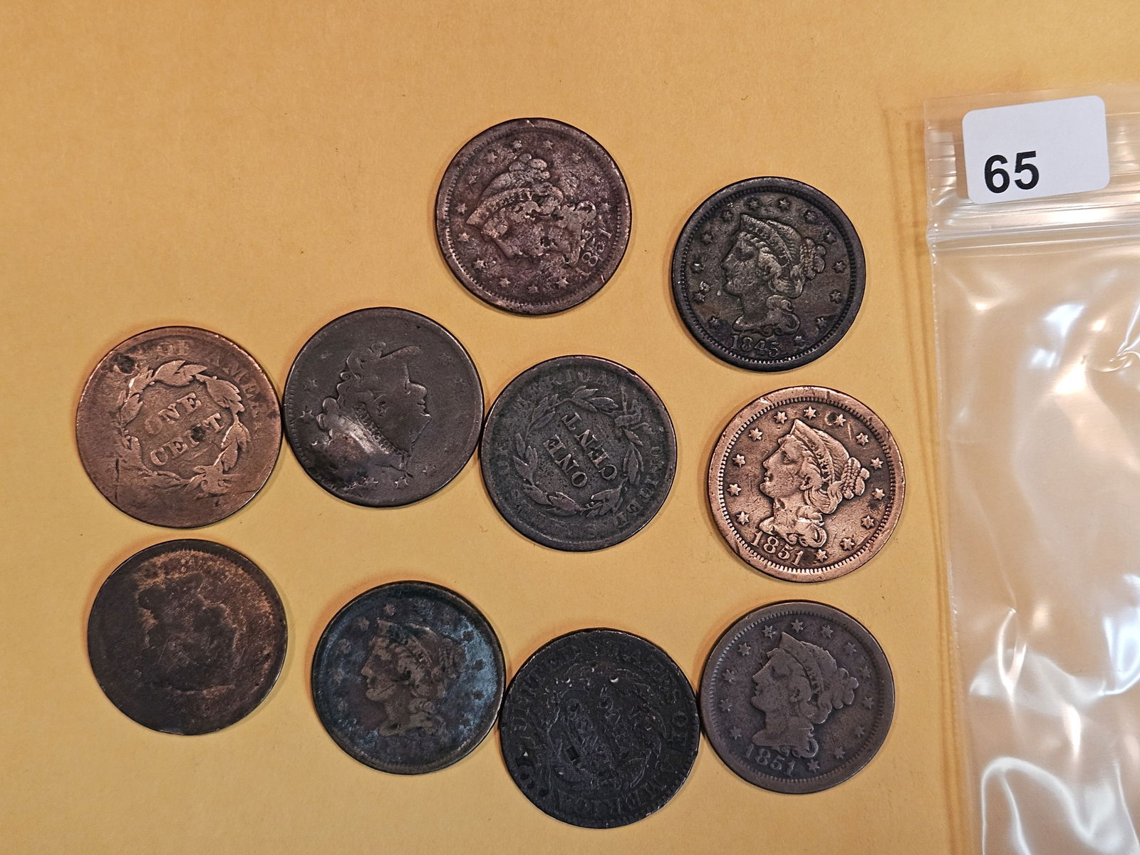 Ten mixed Large Cents (1 of 2)