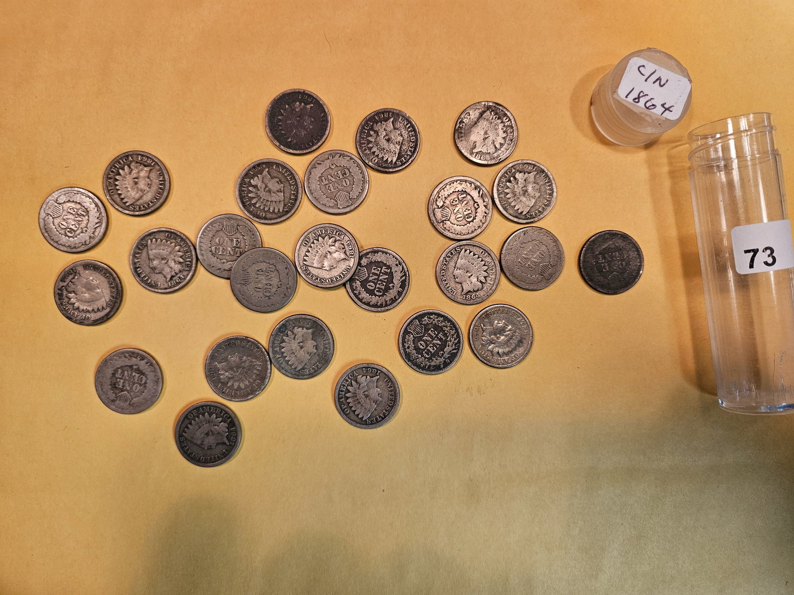 Twenty-five 1864 Copper-Nickel Indian Cents (1 of 2)