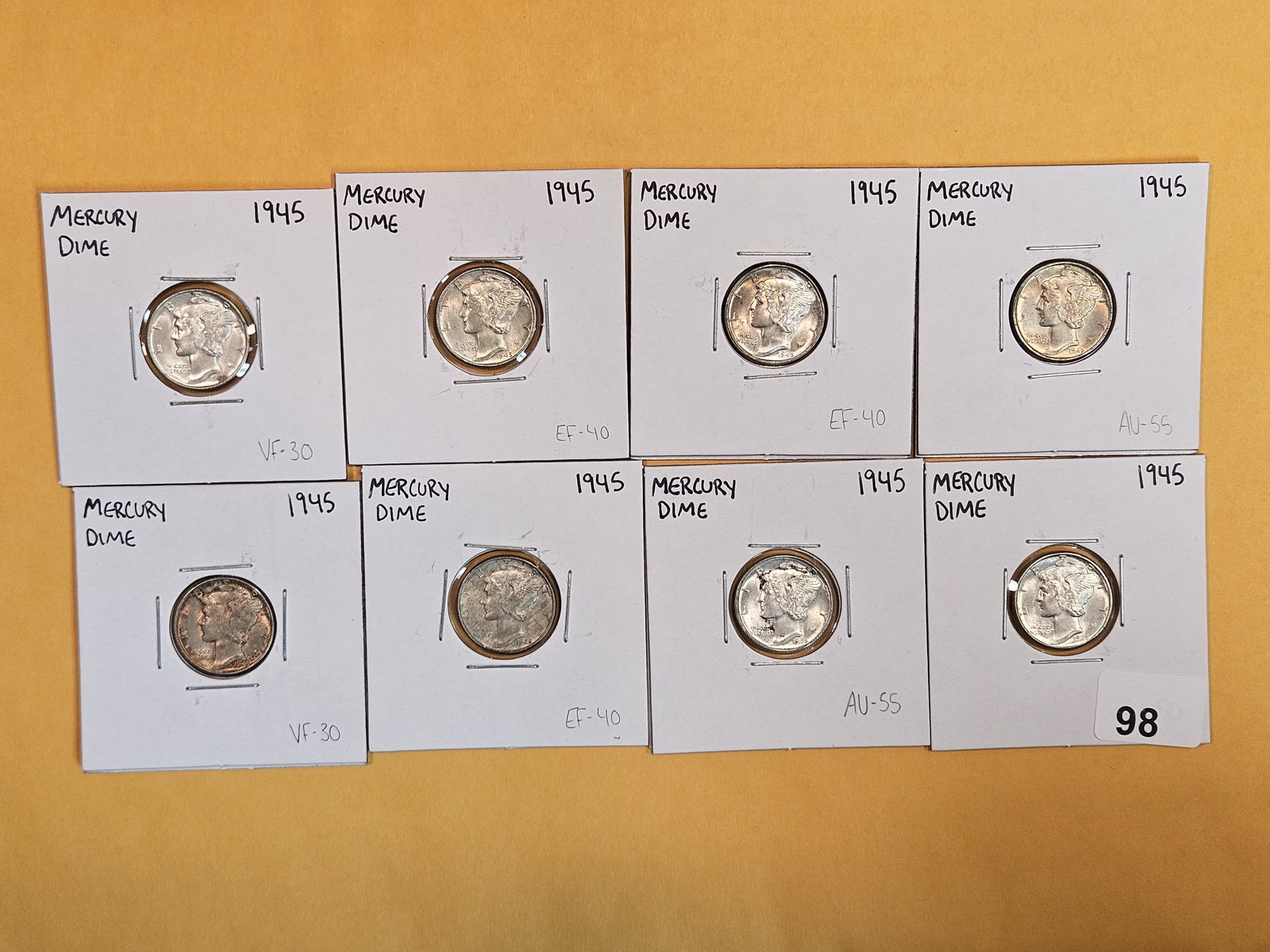 Eight Brilliant Silver Mercury Dimes (1 of 6)