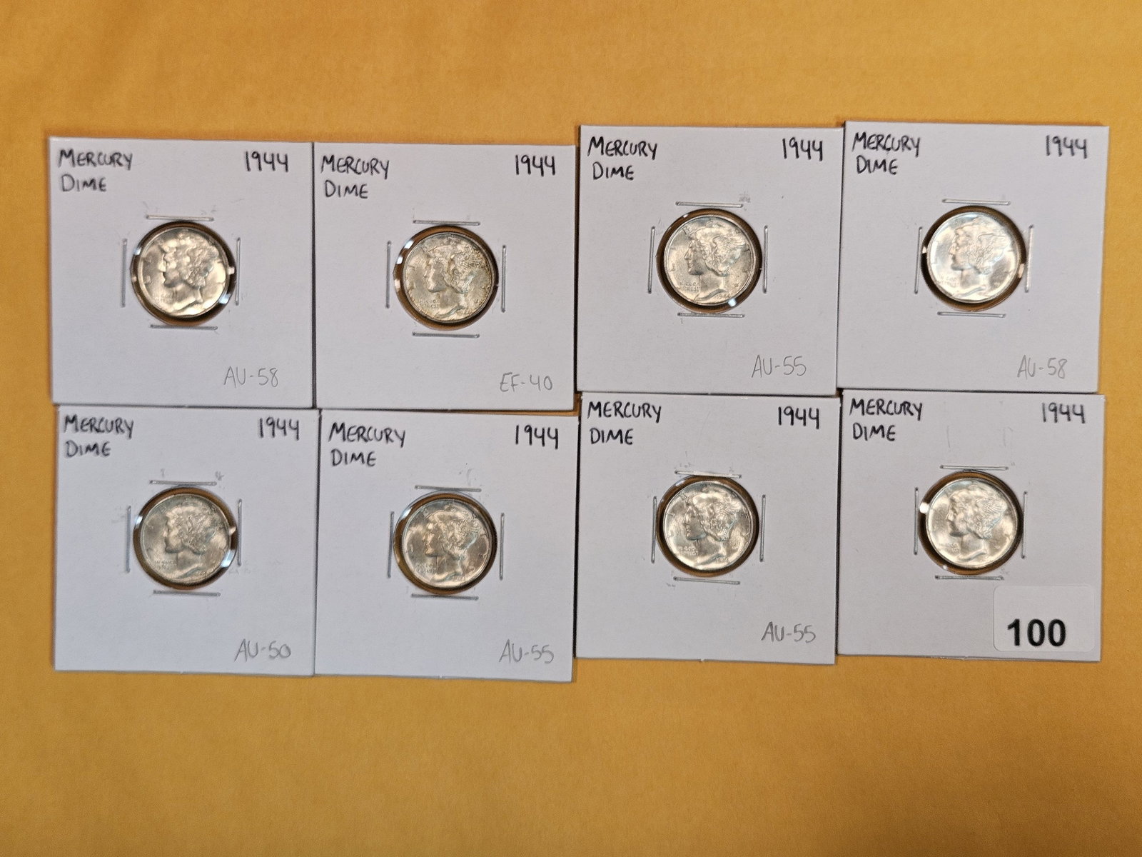 Eight Brilliant Silver Mercury Dimes (1 of 6)