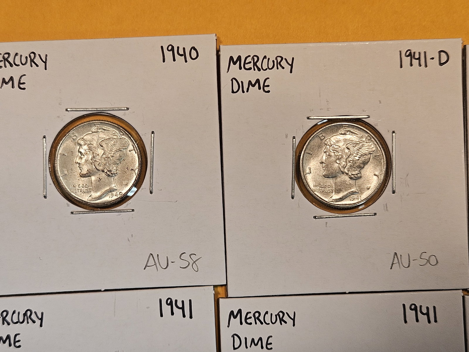 Eight Brilliant Silver Mercury Dimes (1 of 5)