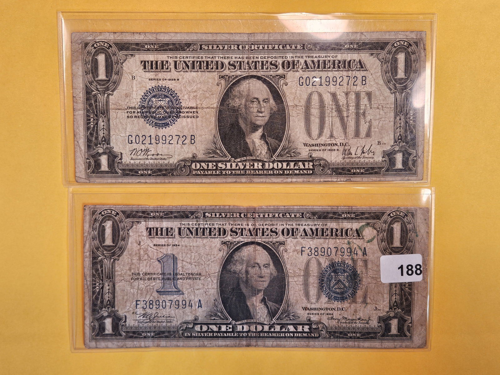 Series of 1928-B and 1934 One Dollar Silver Certificates (1 of 2)