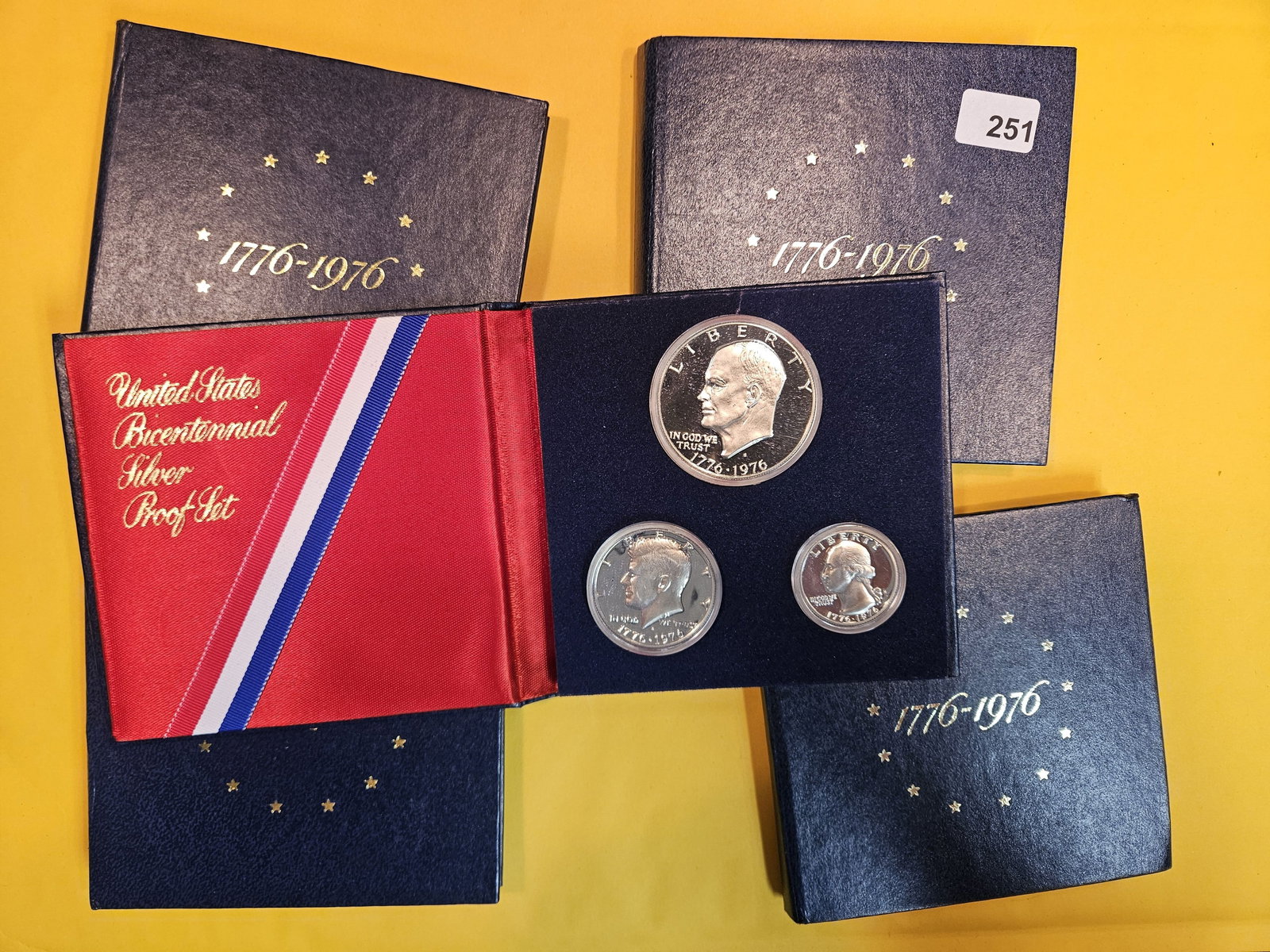 Five GEM Proof Deep Cameo Three-coin Silver Bicentennial Sets (1 of 1)