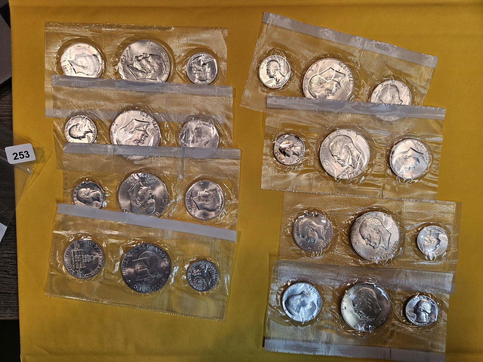 Eight GEM Brilliant Uncirculated silver 3-coin 1976 Bicentennial Sets (1 of 2)