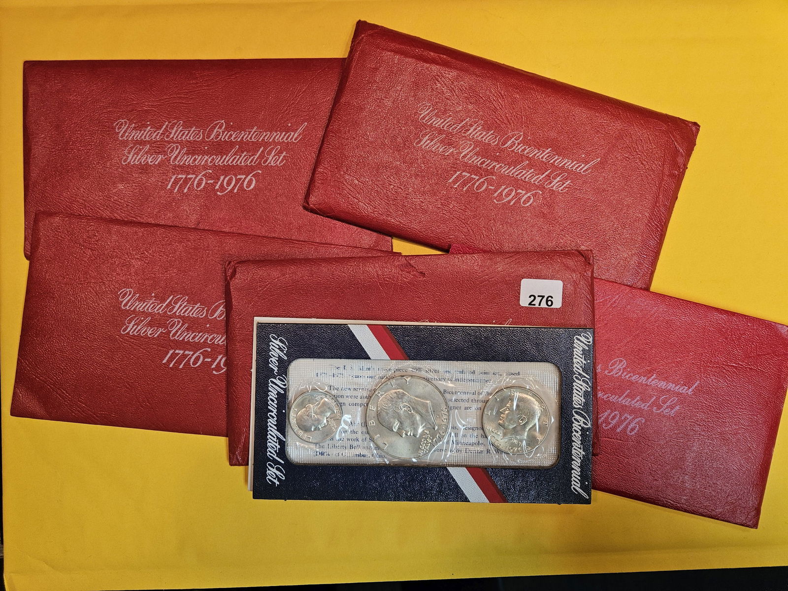Five 1976 Three-Coin GEM BU Silver RED Bicentennial Sets (1 of 1)