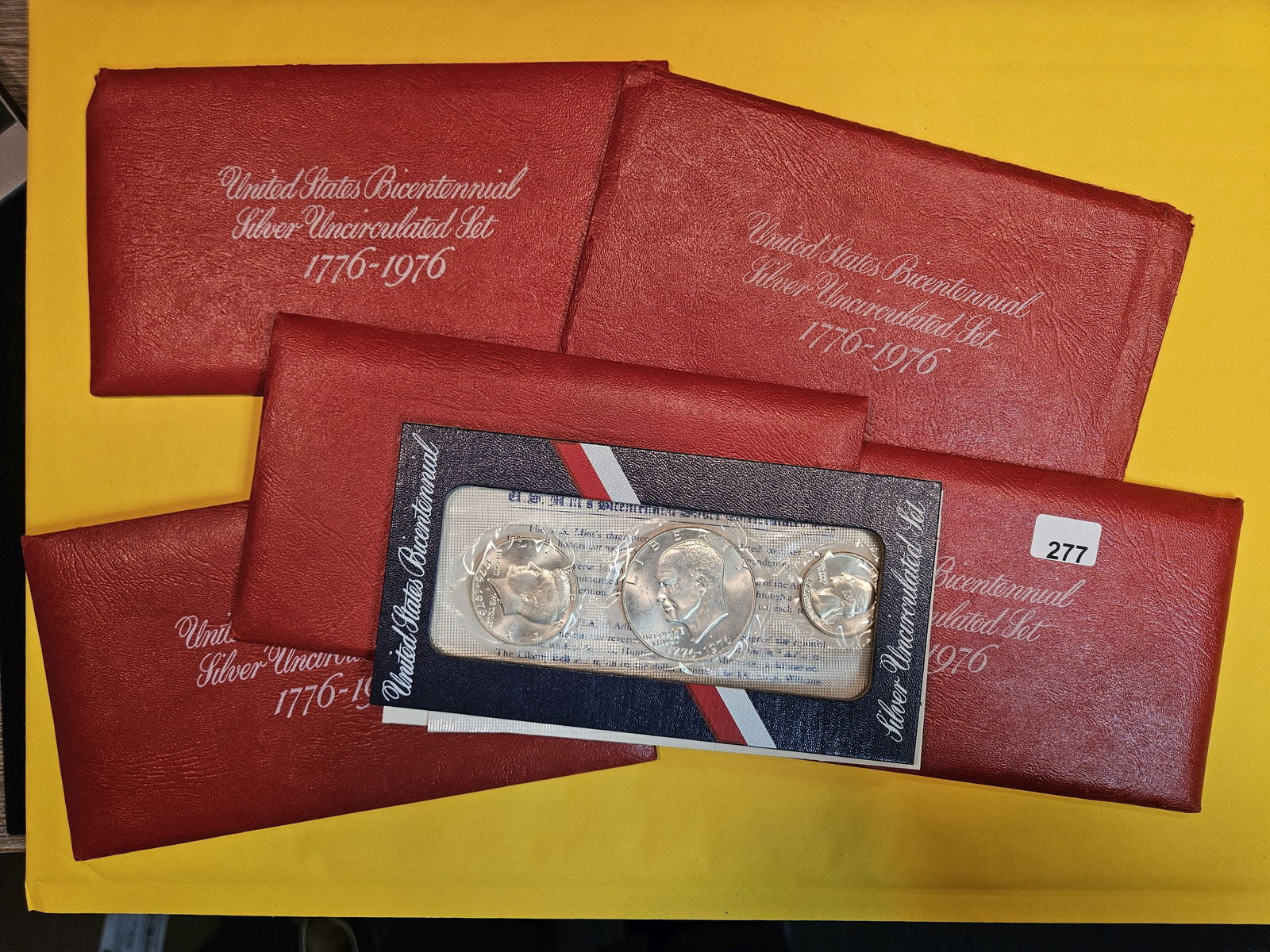 Five 1976 Three-Coin GEM BU Silver RED Bicentennial Sets (1 of 1)
