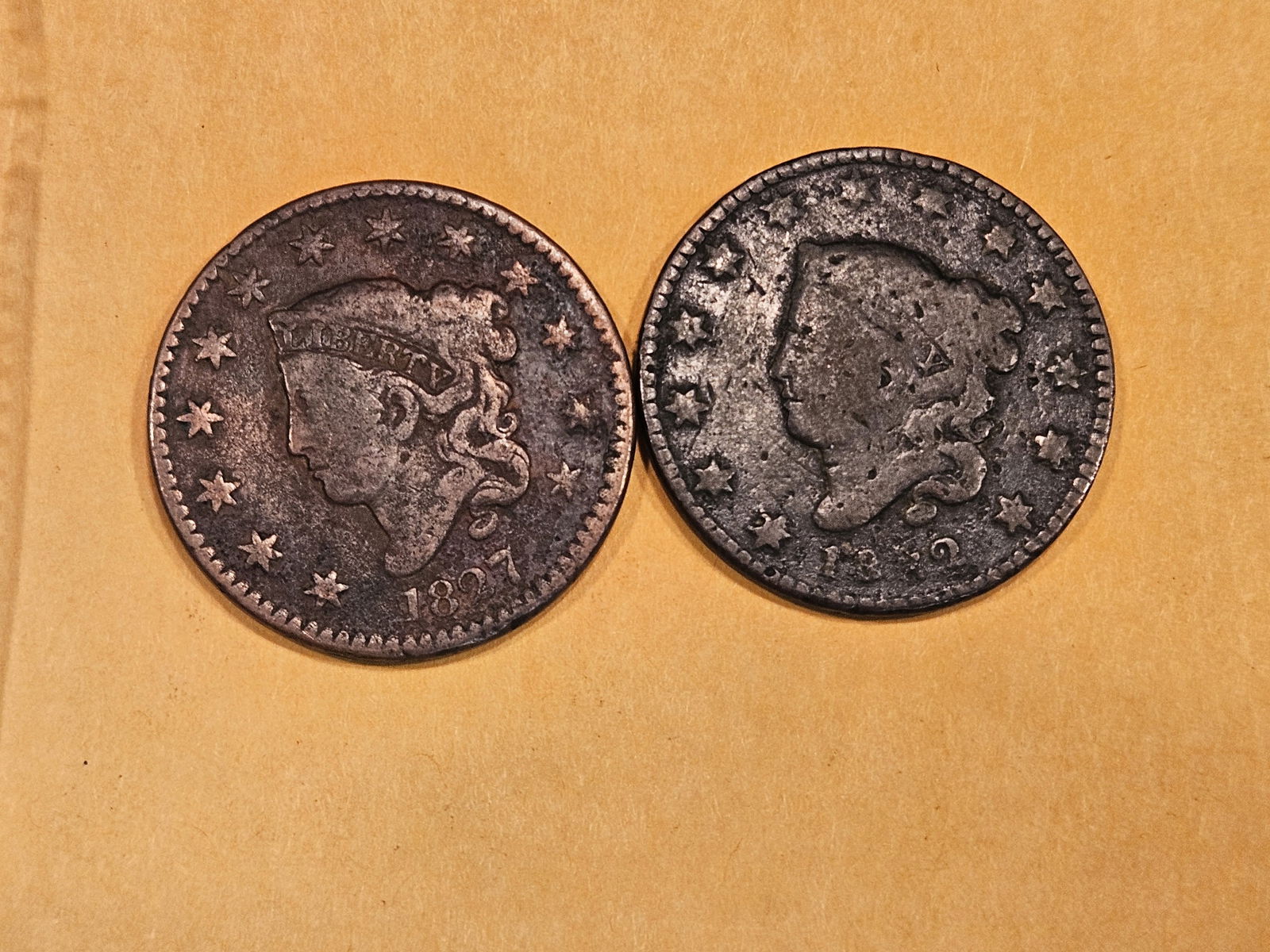 1827 and 1832 Coronet Head Large Cents (1 of 3)