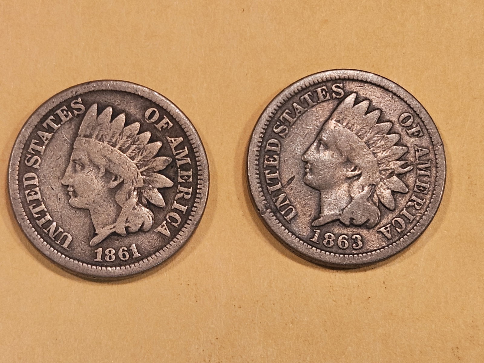 1861 and 1863 Indian Cents in Fine: Both Copper-Nickel