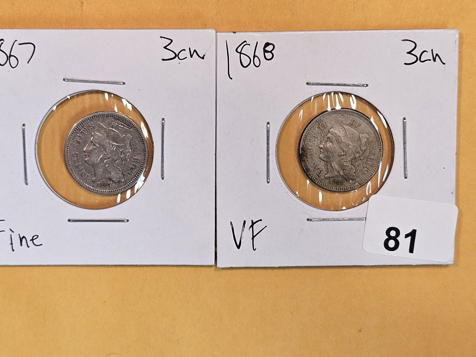 1867 and 1868 Three Cent Nickels (1 of 3)