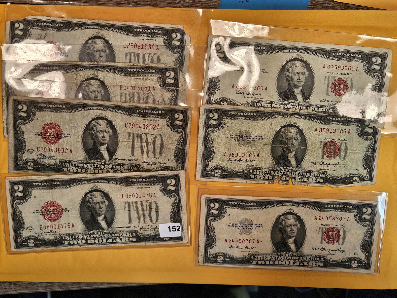 Seven mixed $2 US Note Red Seals (1 of 2)