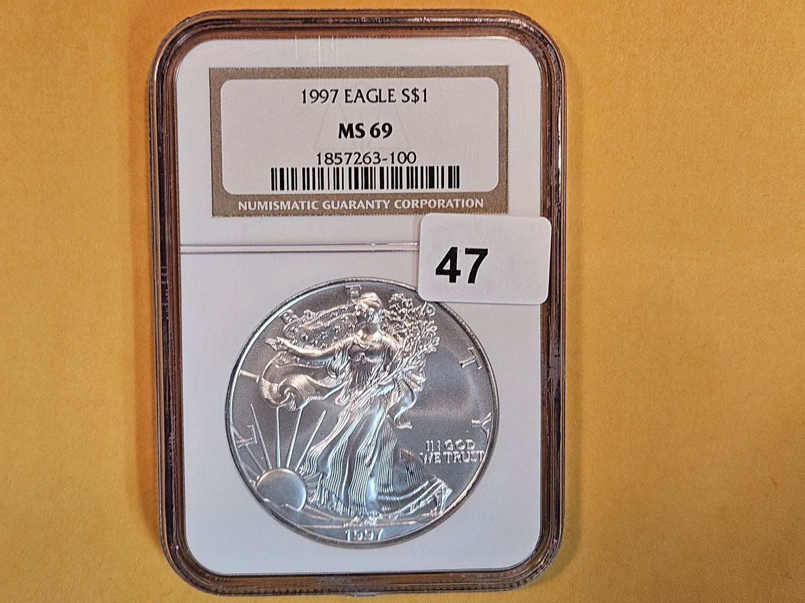 NGC 1997 American Silver Eagle in Mint State 69 (1 of 2)