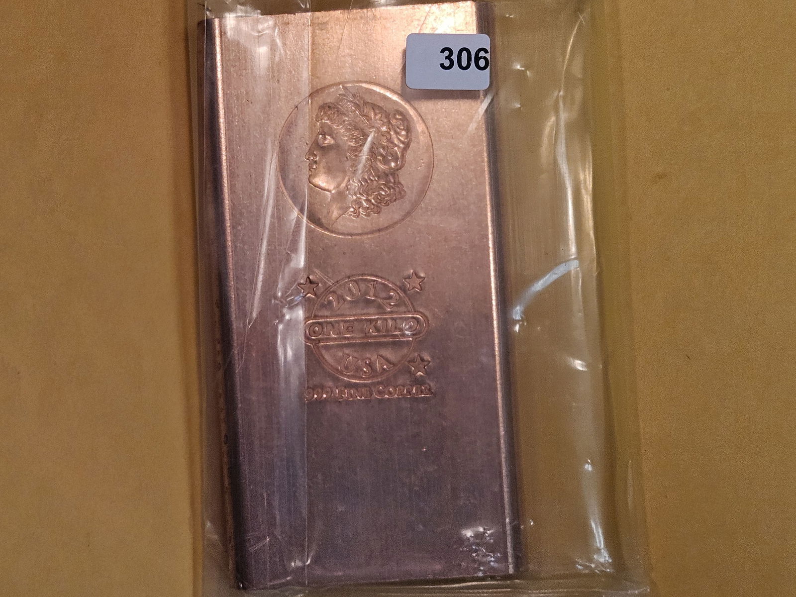ONE KILO .999 fine copper bar: Morgan Motif