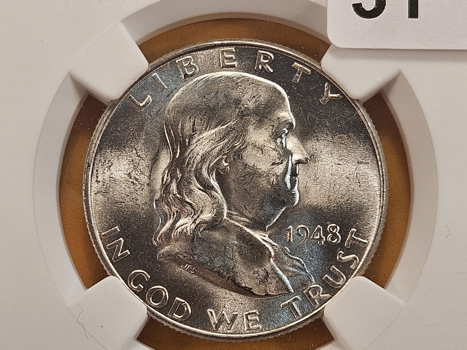 NGC 1948-D Franklin Silver Half Dollar in Mint State 64 Full Bell Lines (1 of 4)