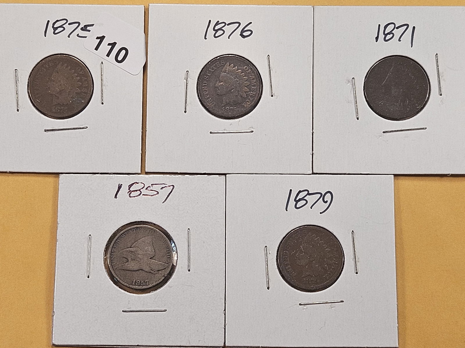 Five Indian Cents and a Flying Eagle Cent (1 of 7)