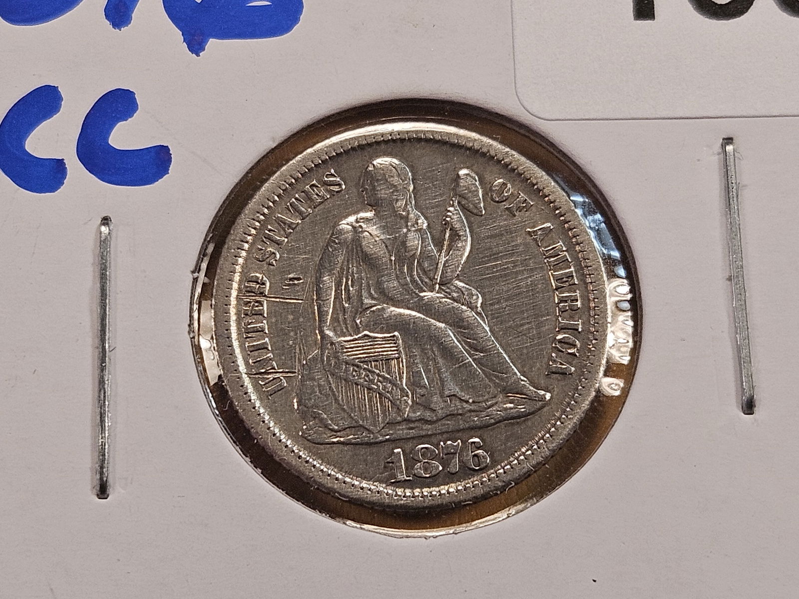 1876-CC Seated Liberty Silver Dime: Carson City!