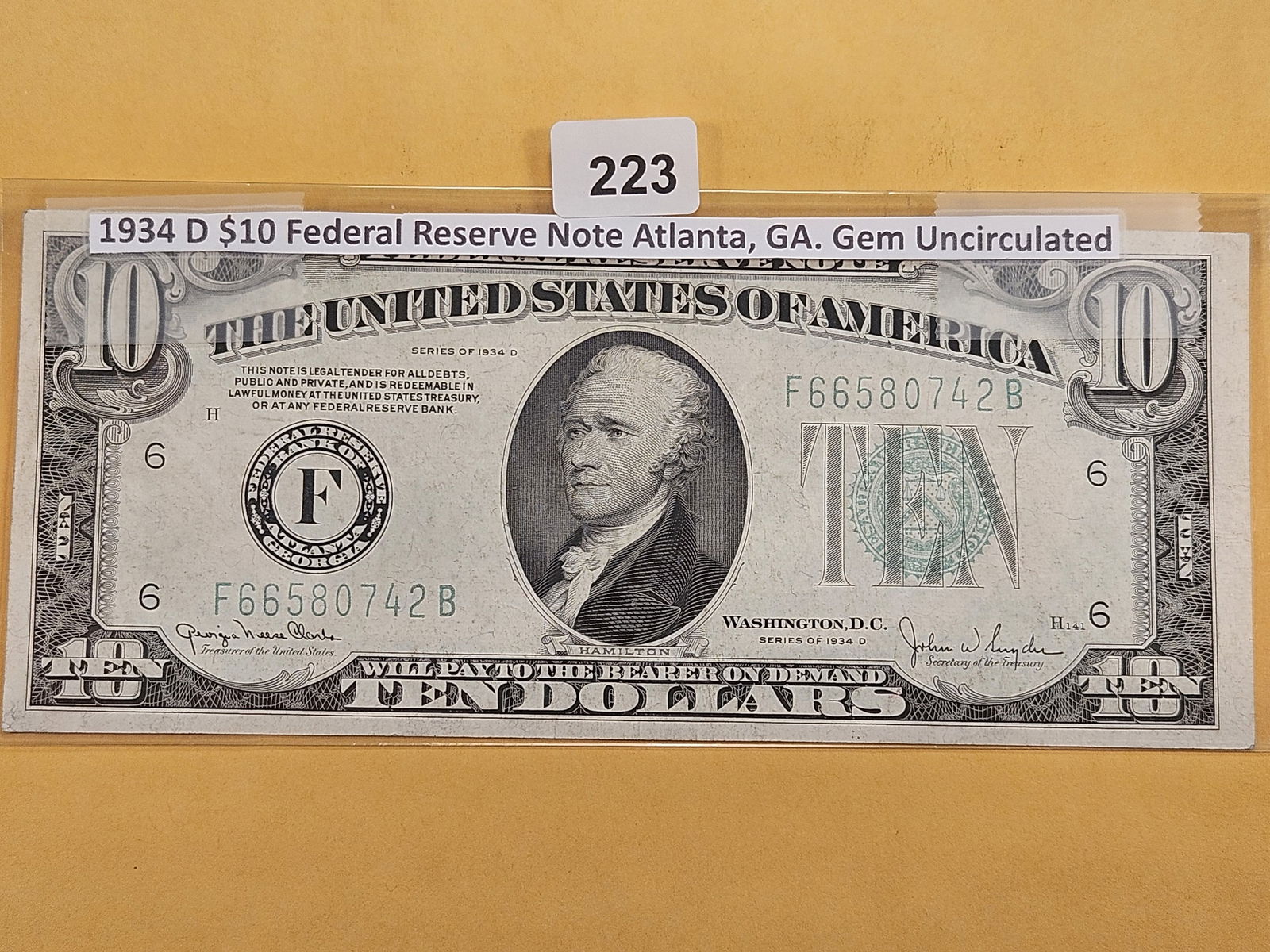 Series 1934-D Ten Dollar Federal Reserve Note (1 of 2)