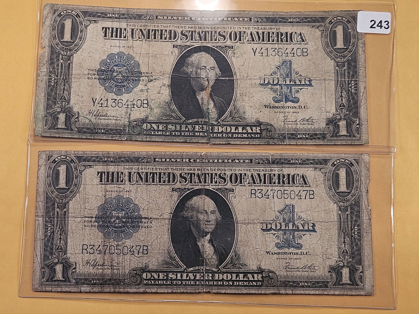 Two Series 1923 One Dollar Silver Certificates (1 of 4)