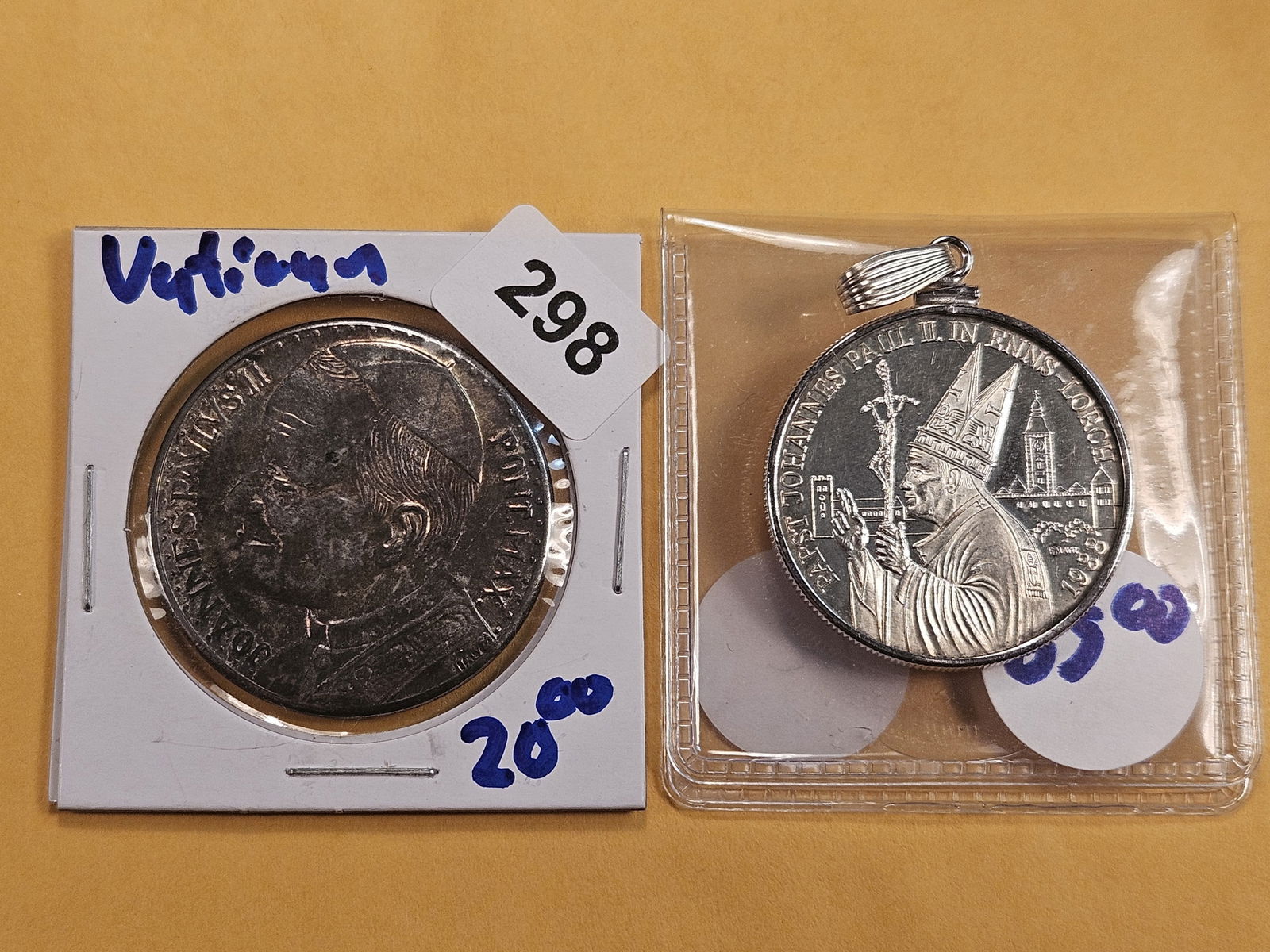 1988 Vatican Silver Medal and a Vatican Token: 1988 Medal to Commemorate Pope John Paul the second.