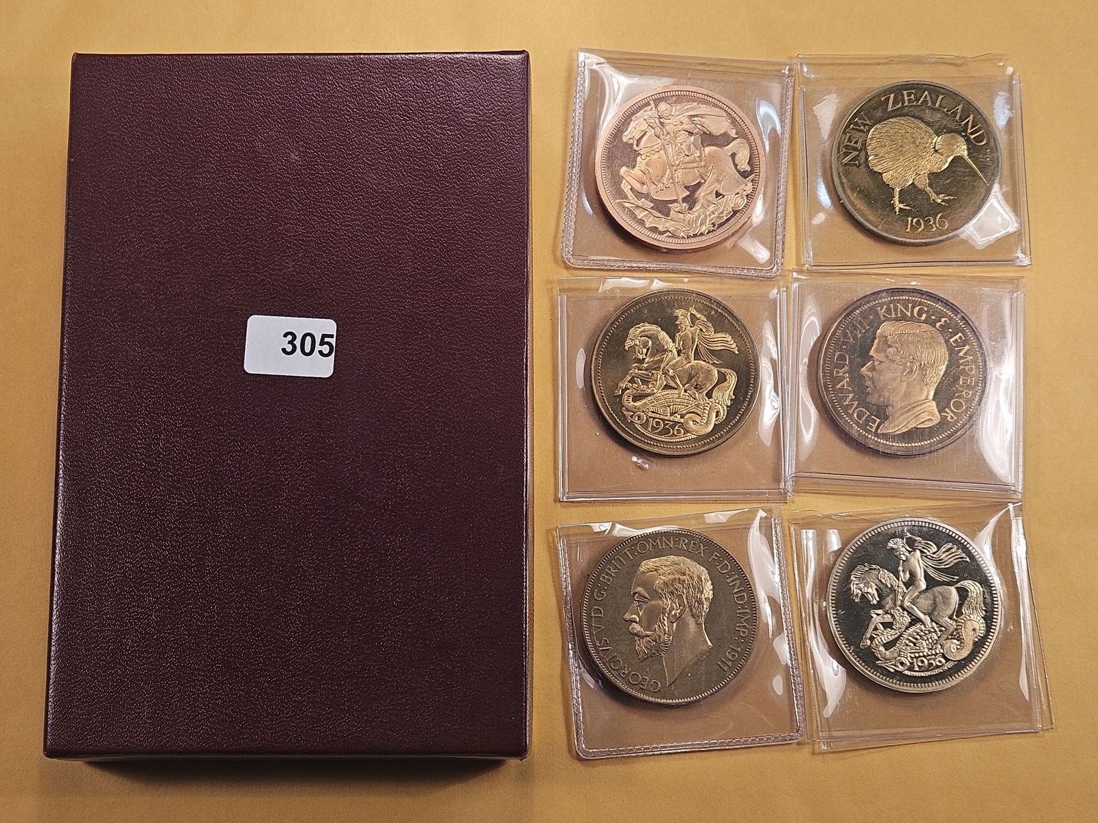 Exonumia! 2001 George W. Bush Presidential Medal and Six Fun Foreign Tokens: George W. Bush Medal with COA. Tokens from the Falkland Islands, New Zealand and more!