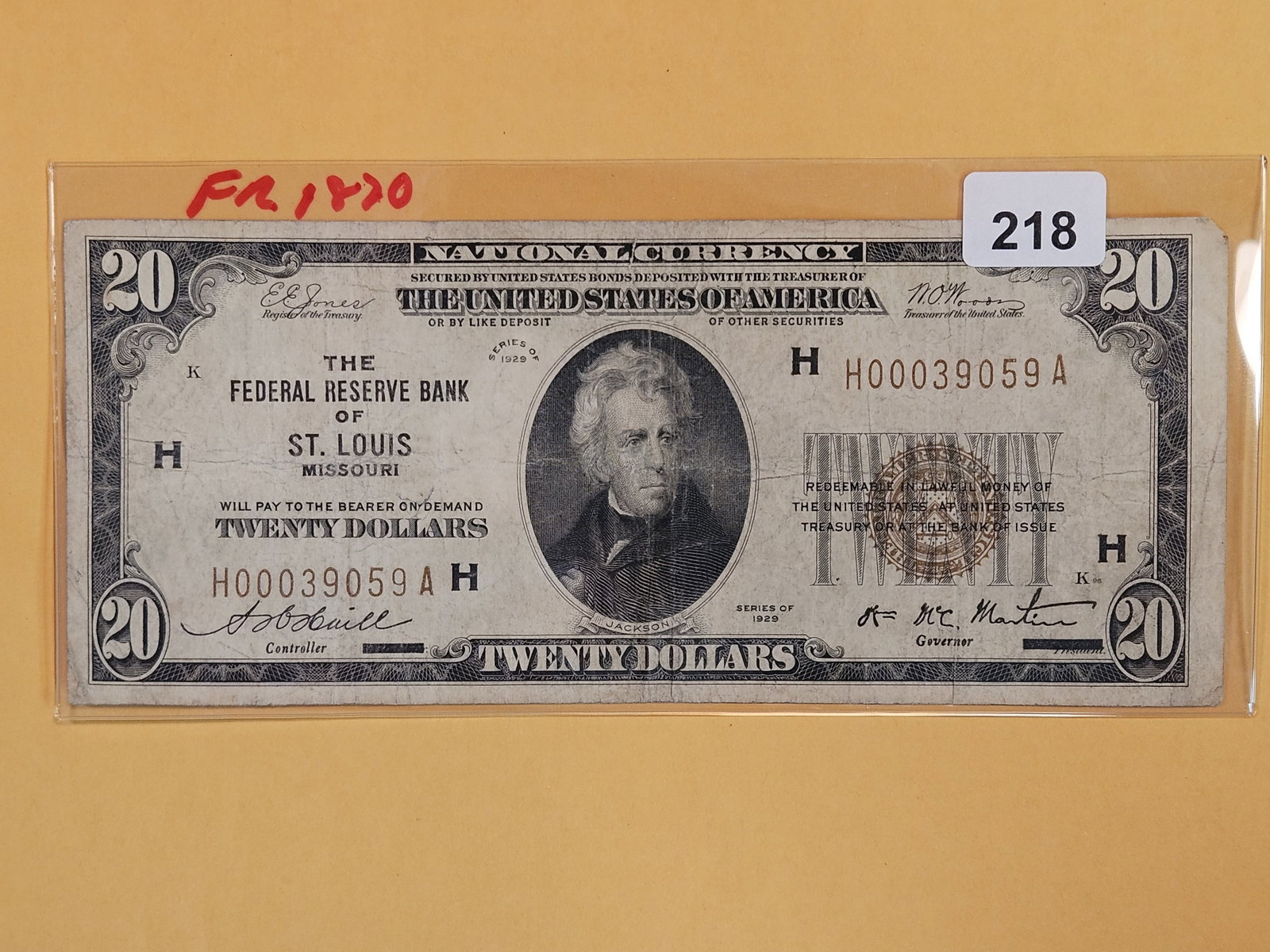 Series of 1929 Twenty Dollar National Currency: St Louis