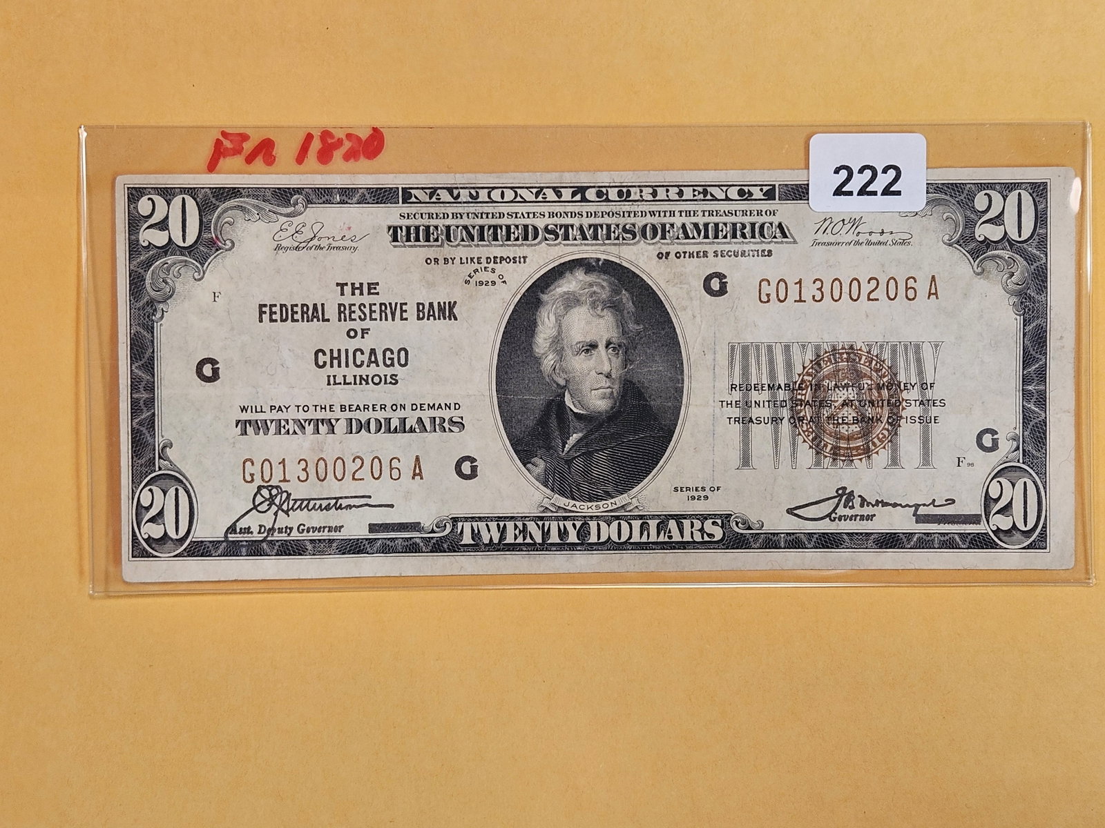 Series of 1929 Twenty Dollar National Currency in Very Fine: Chicago