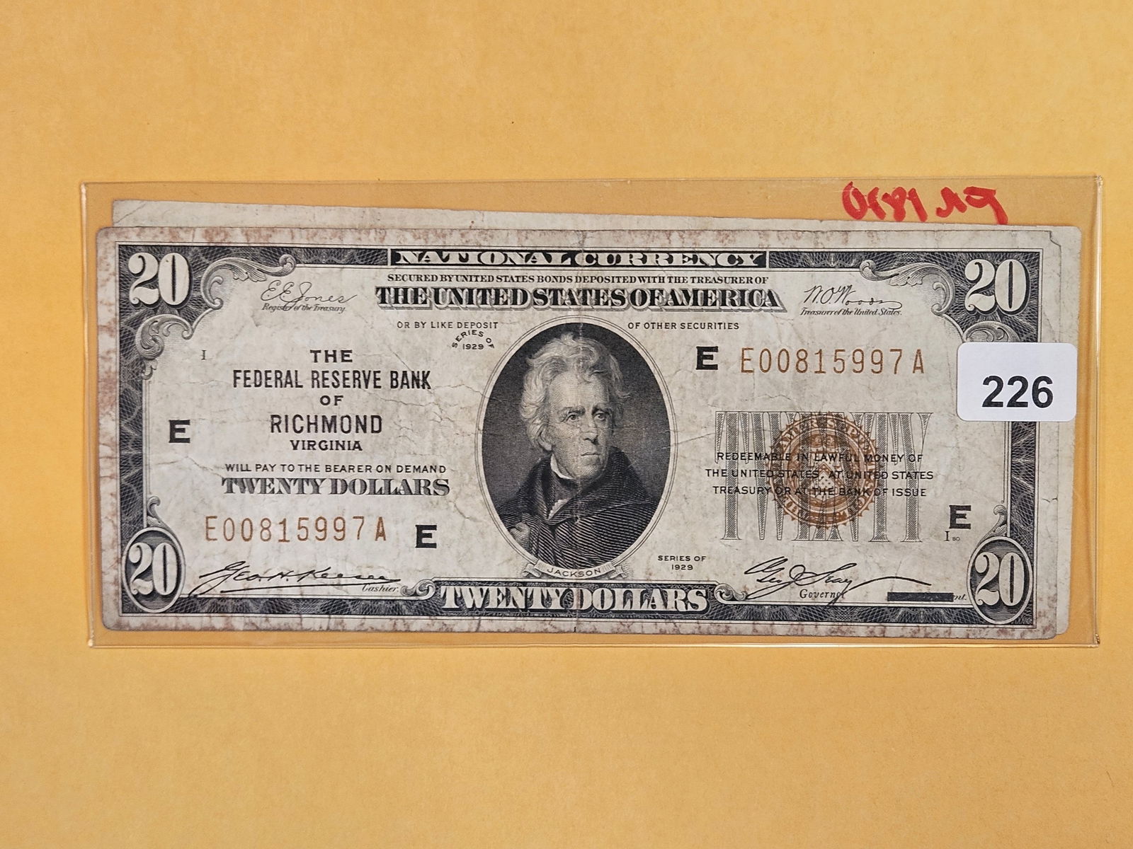 TWO Series of 1929 Twenty Dollar National Currency notes (1 of 2)