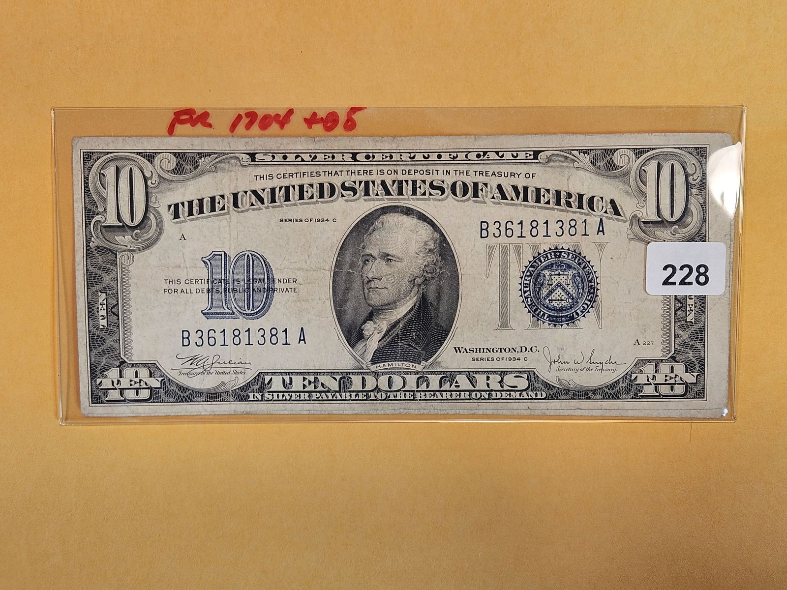 Two 1934 Ten Dollar Silver Certificates (1 of 2)