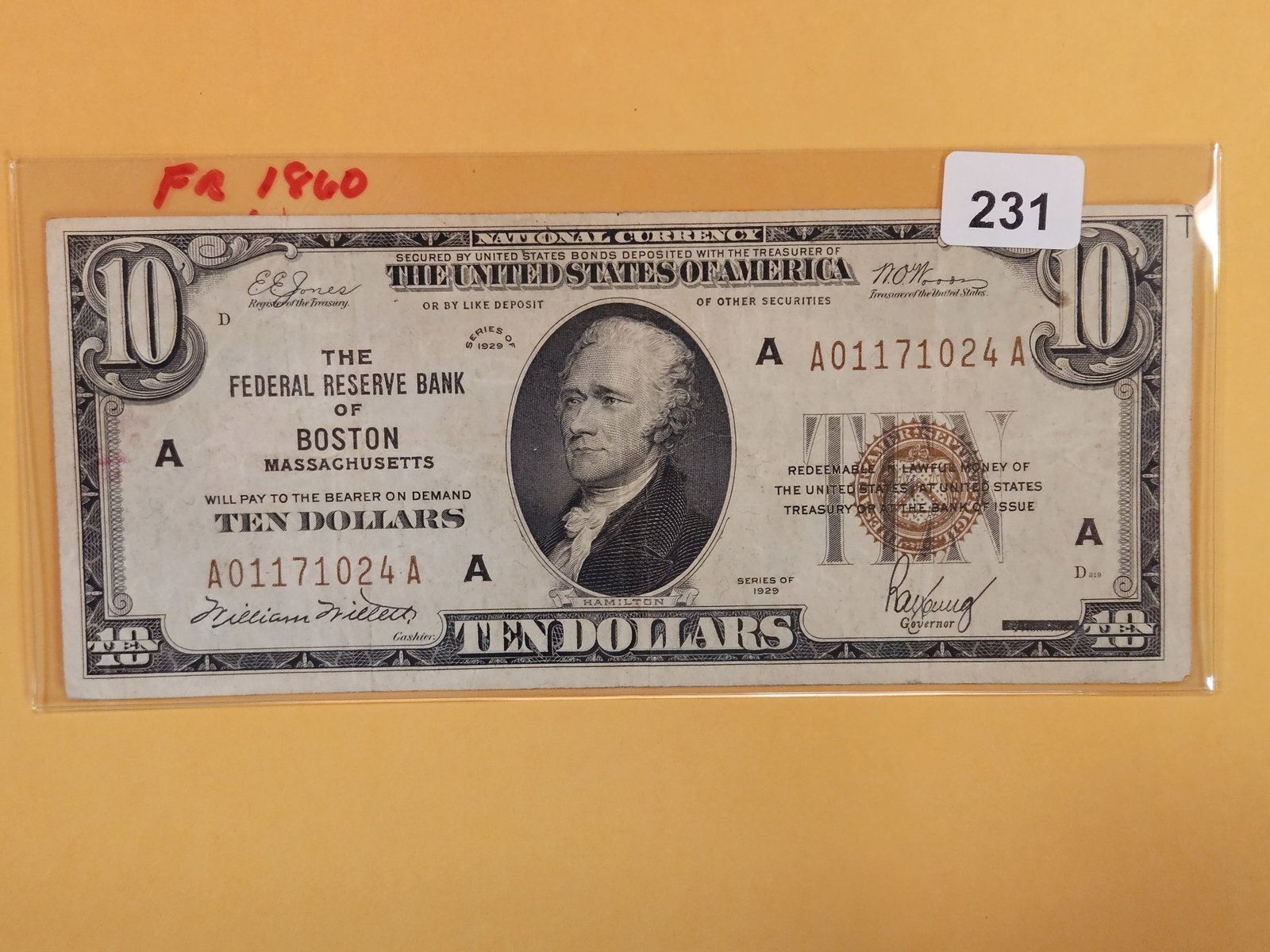 Series of 1929 Ten Dollar National Currency in Very Fine: Boston