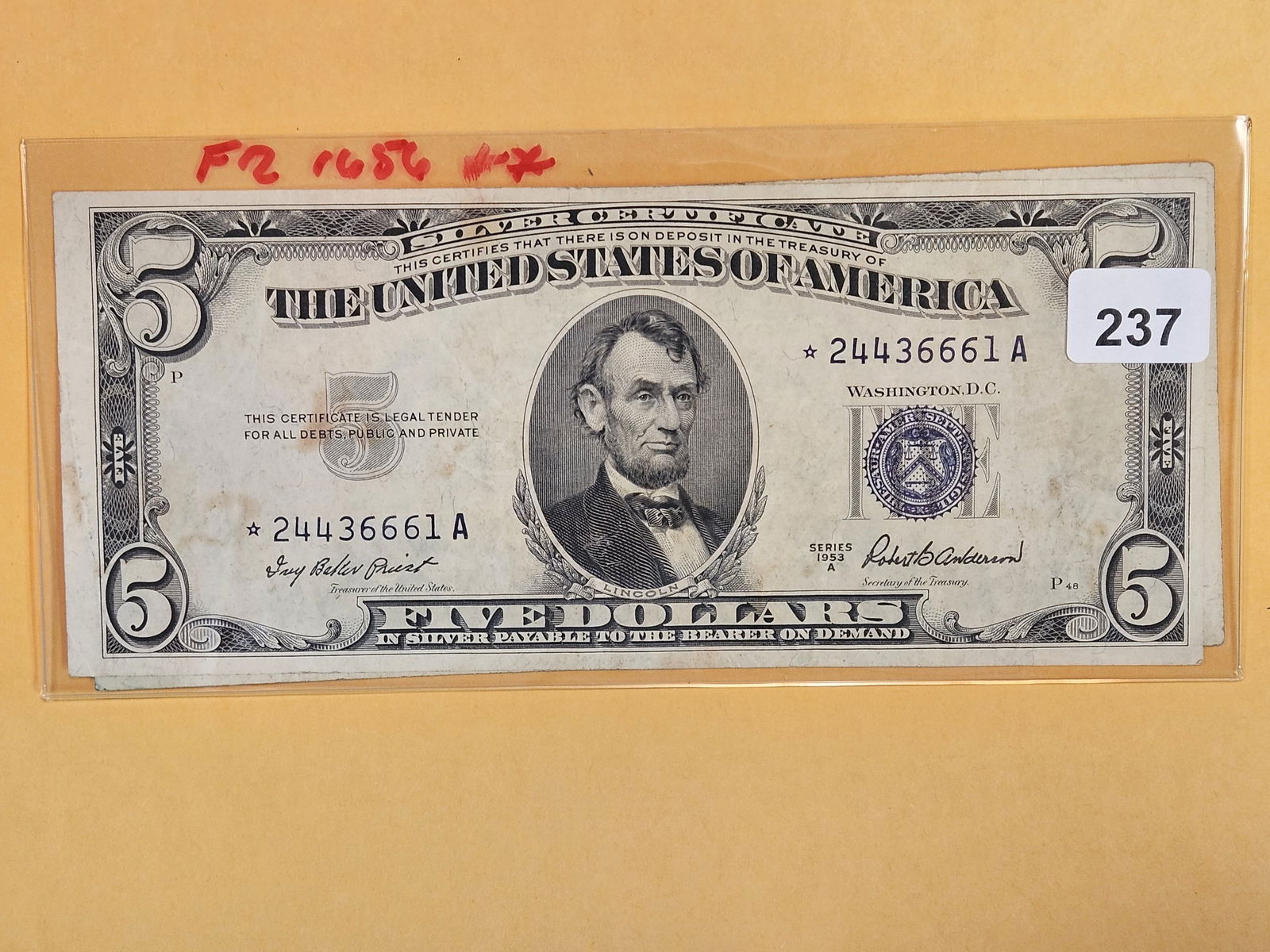 Two 1953-A Five Dollar Silver Certificates (1 of 2)