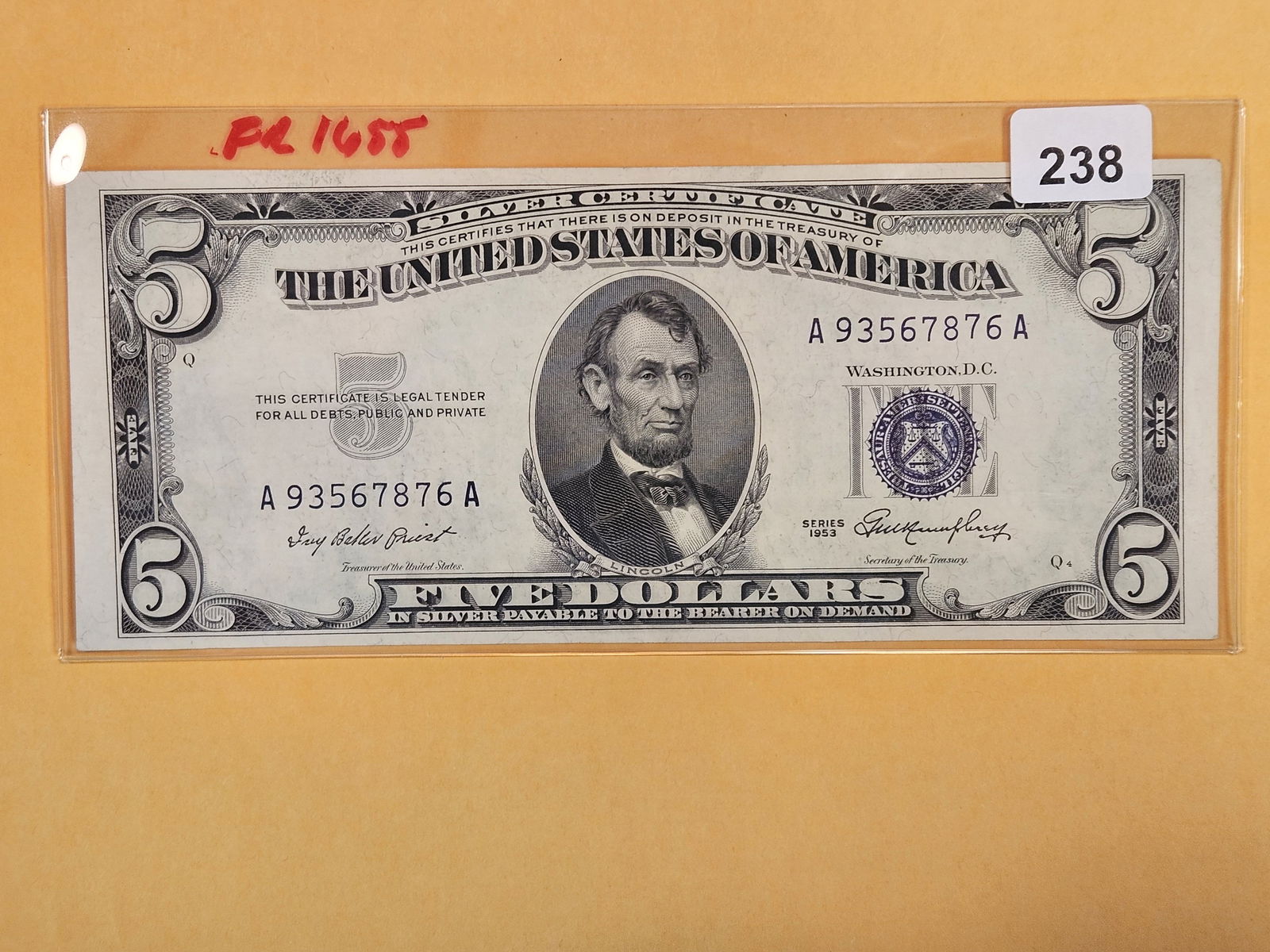 Crisp Uncirculated 1953 Five Dollar Silver certificate (1 of 2)