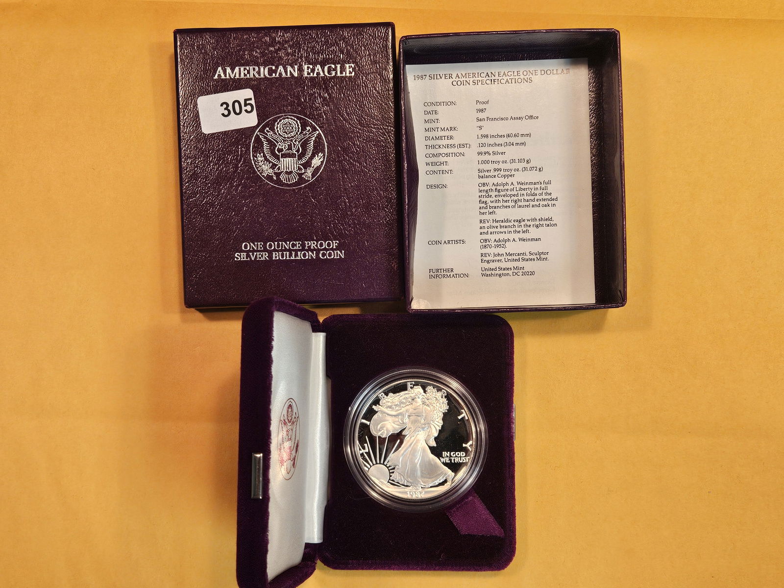 GEM Proof Deep Cameo 1987 American Silver Eagle (1 of 3)