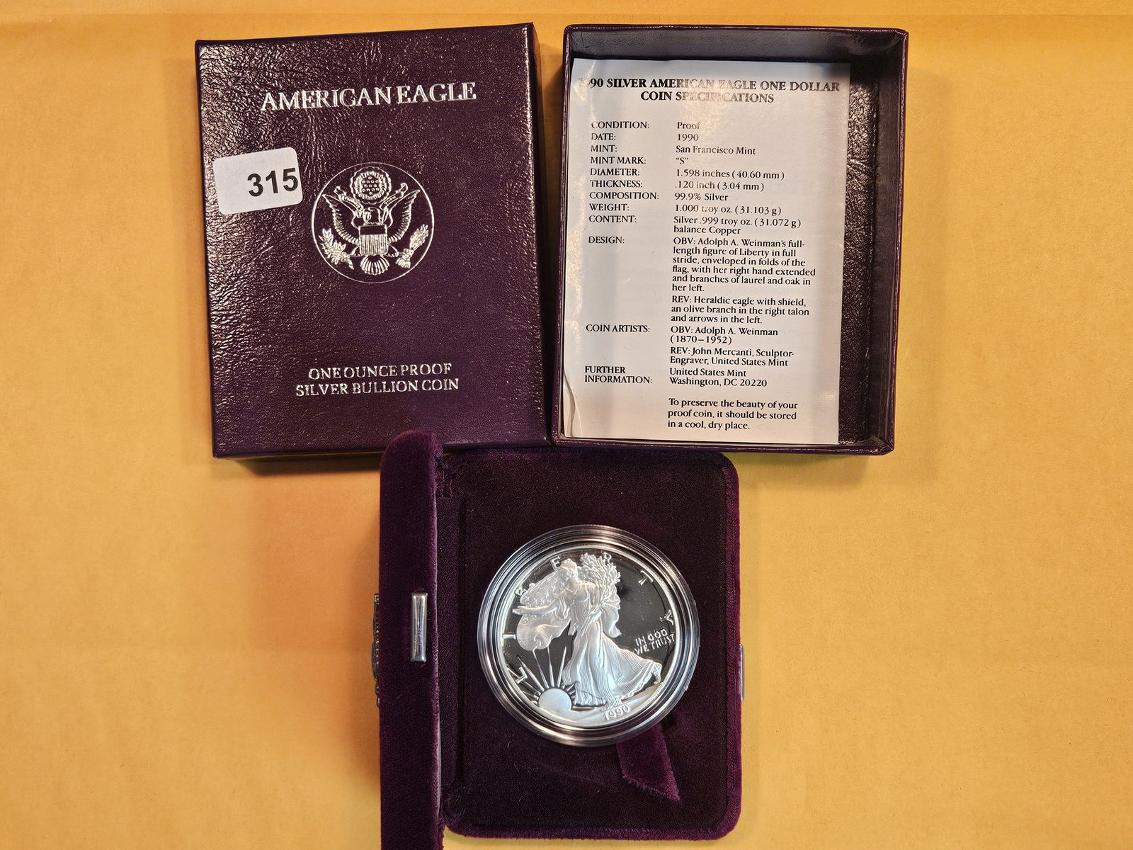 GEM Proof Deep Cameo 1990 American Silver Eagle (1 of 3)