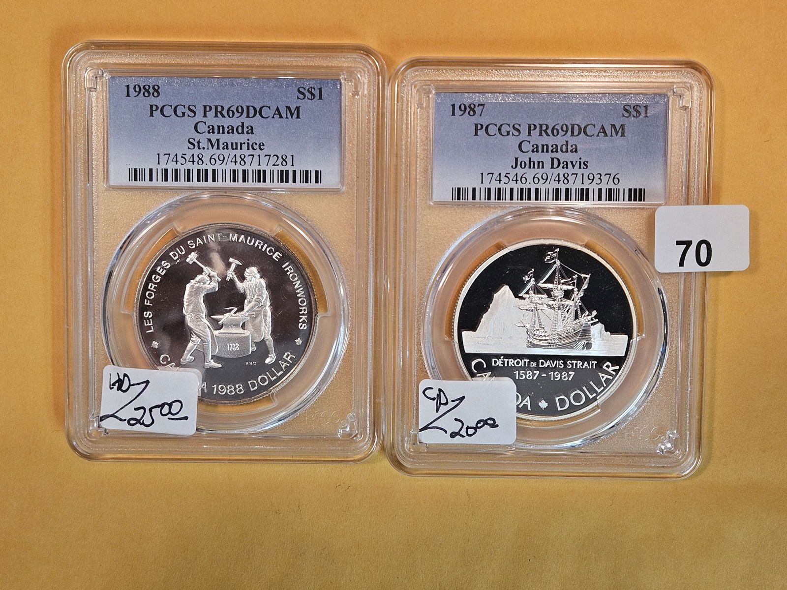 Two PCGS-graded Canada Silver Dollars in Proof 69 Deep Cameo (1 of 2)