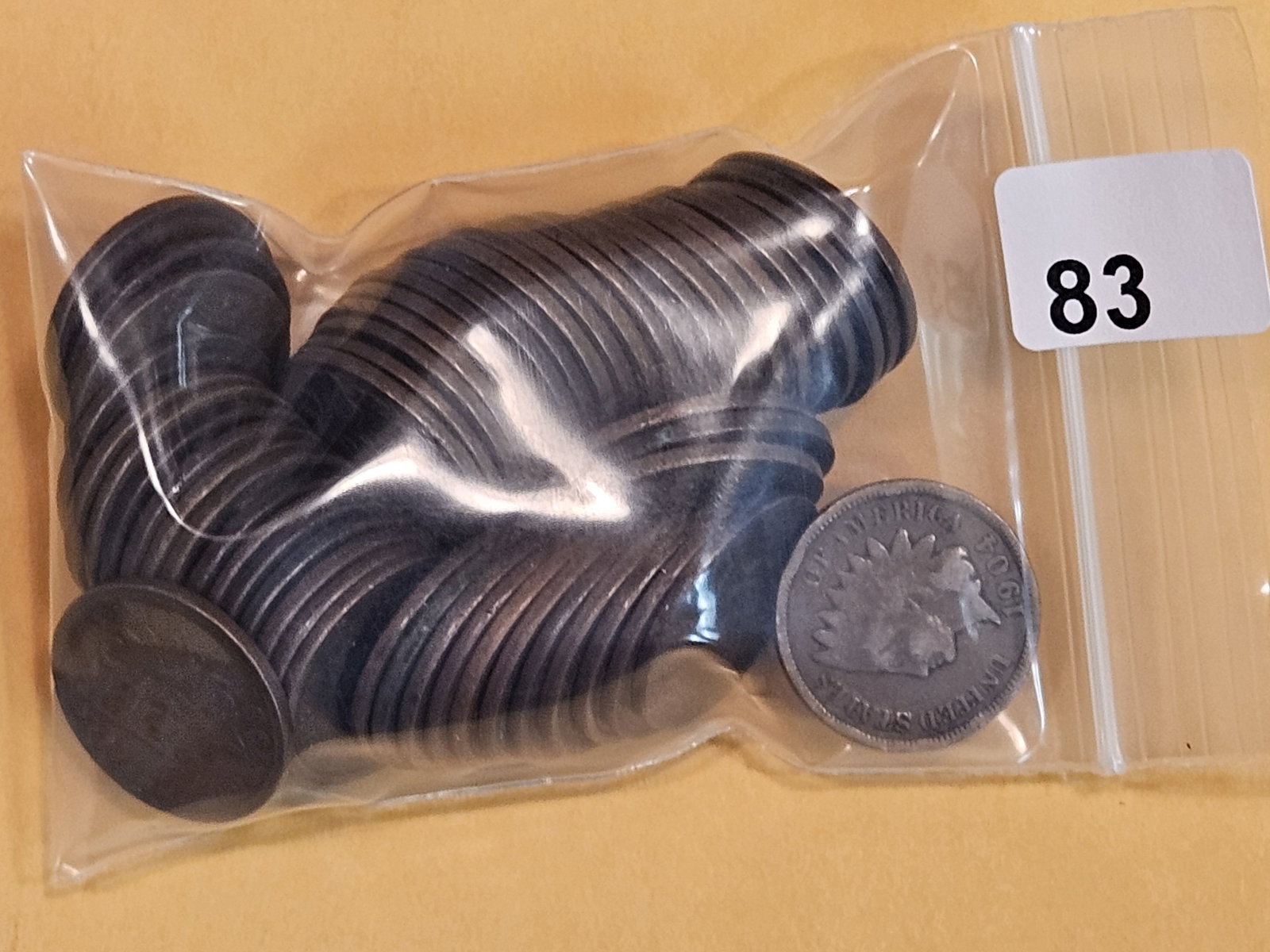 Fifty-five Indian Cents: From dealer. Unchecked by us. Probably all Good or better