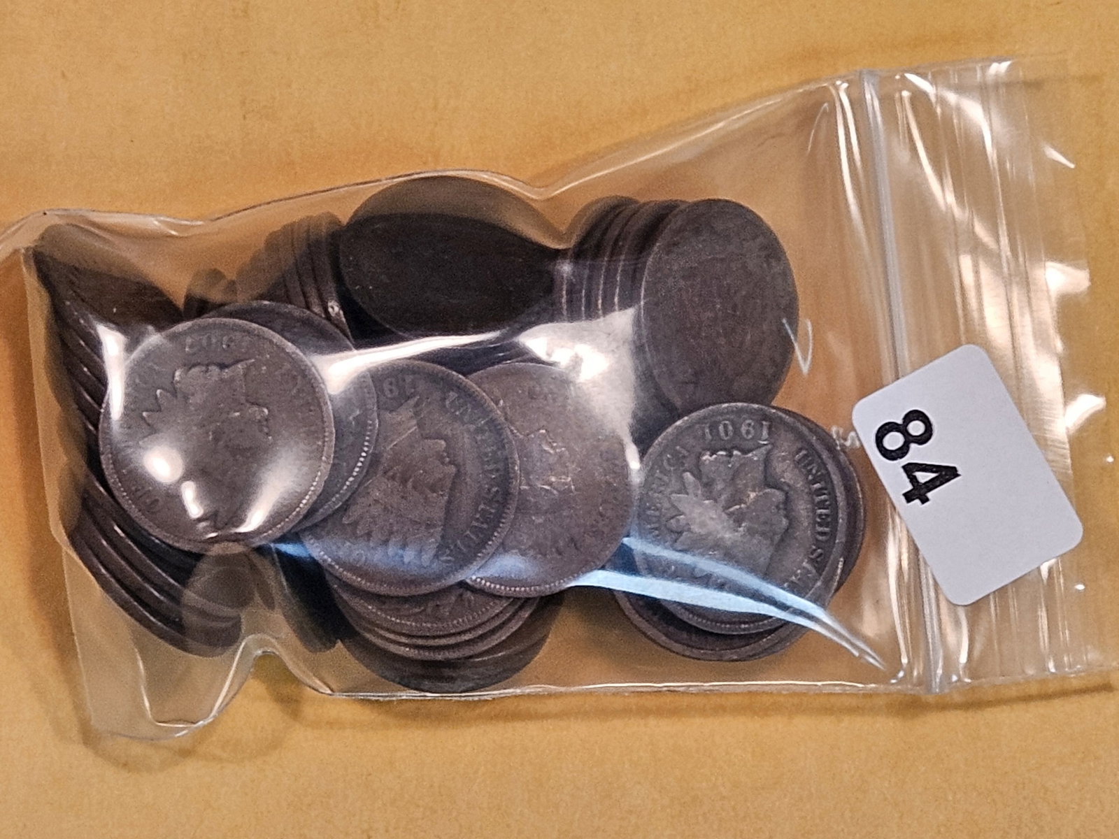 Fifty-five Indian Cents: From dealer. Unchecked by us. Probably all Good or better