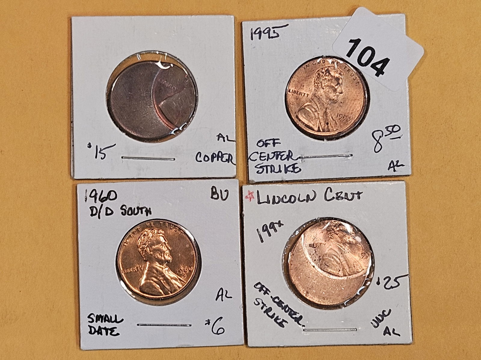 MINT ERRORS! Four Lincoln cents (1 of 4)