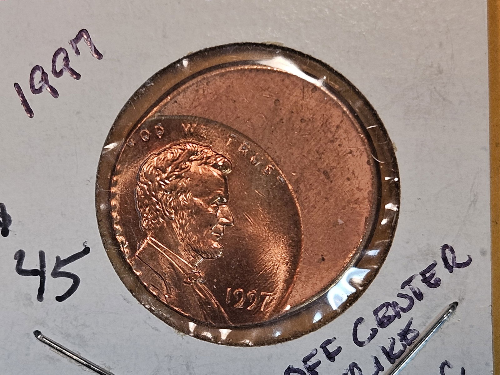 Mint Error! Brilliant Uncirculated RED 1997 Lincoln Cent (1 of 3)