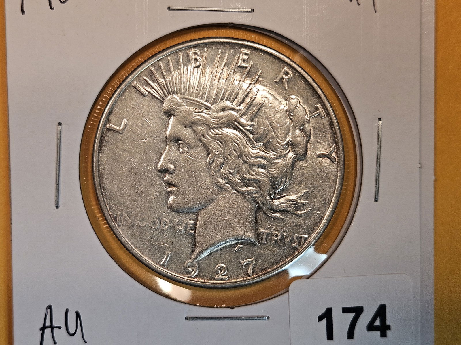 1927-S Peace Silver Dollar: In About Uncirculated