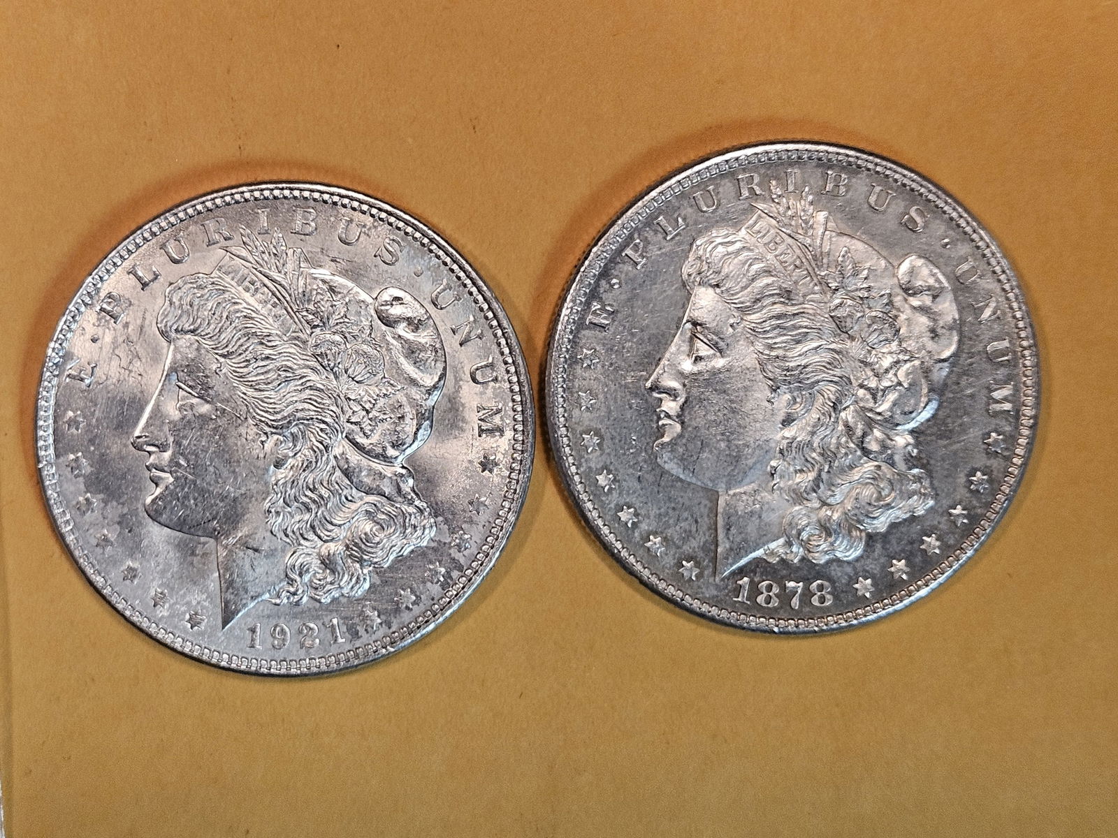 Two Bright About Uncirculated plus Morgan Silver Dollars (1 of 3)