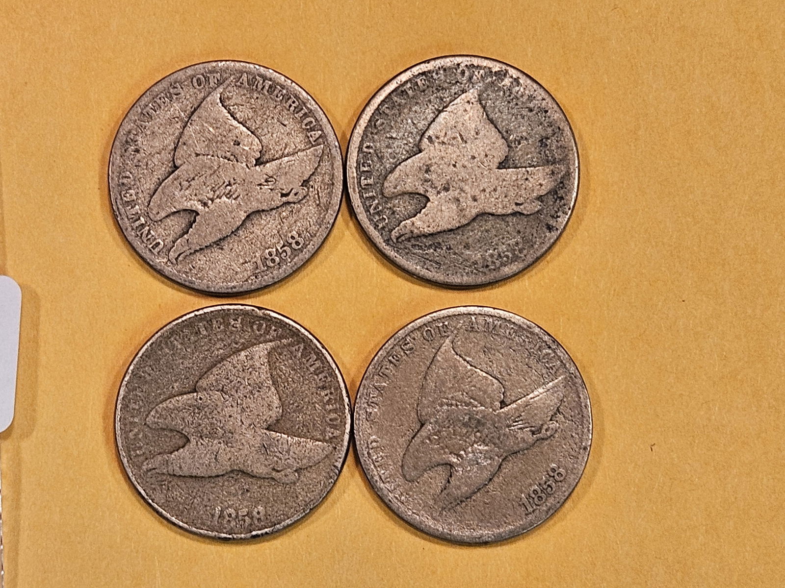 Four 1858 Flying Eagle Cents (1 of 3)