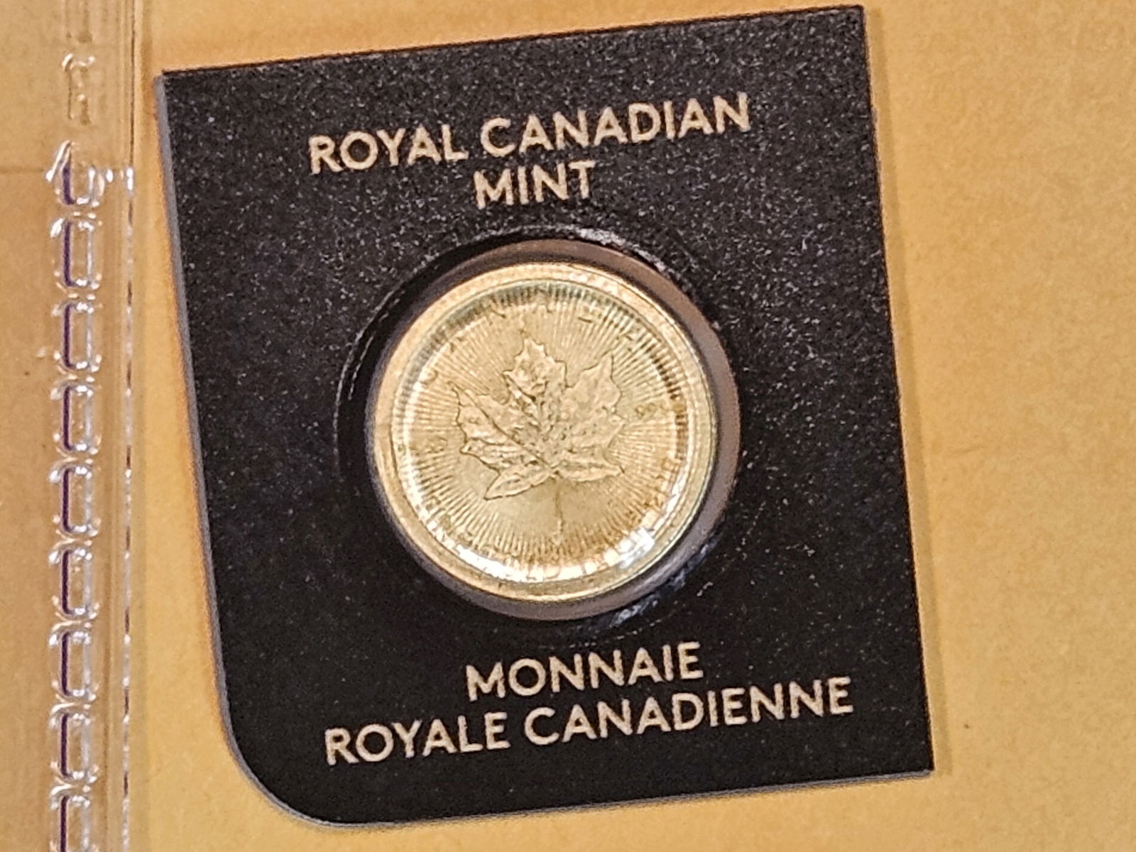 GOLD! GEM 2022 Canada Gold 50 cents: In original RCM Assay holder. One gram .9999 fine gold