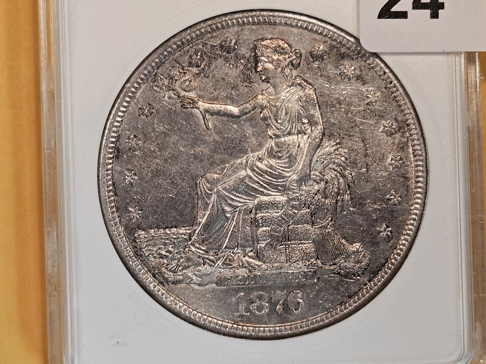 ANACS 1876-S silver Trade Dollar in About Uncirculated - 50: An older holder and grading. Would probably get upgraded in todays market
