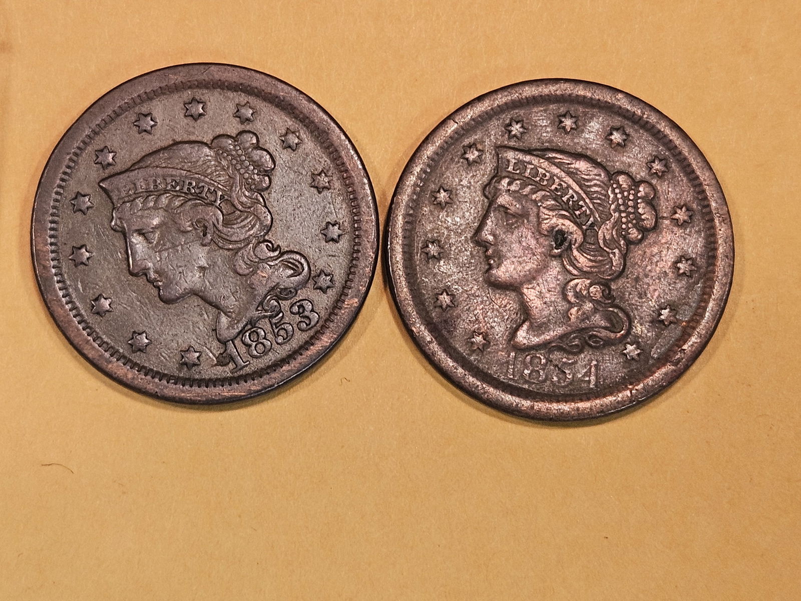 Two Braided Hair Large cents in Very Fine plus (1 of 4)