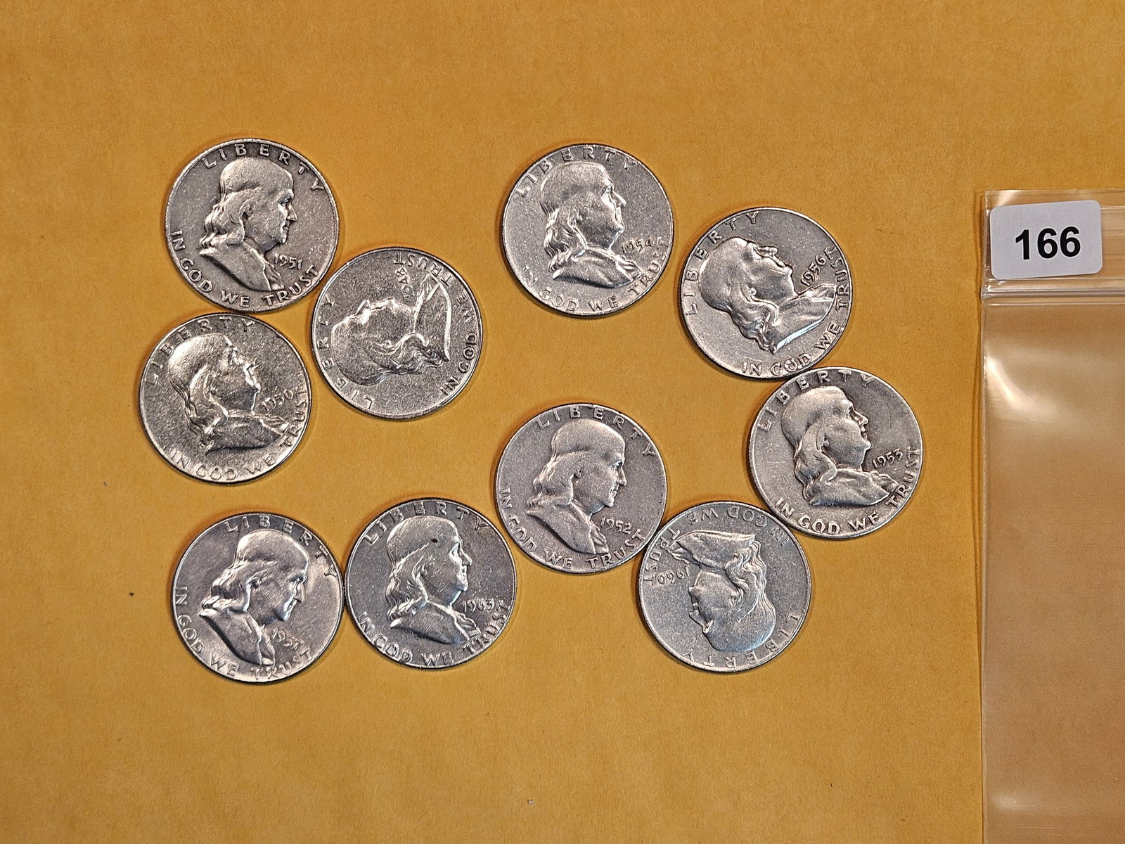 Ten mixed silver Franklin Half Dollars (1 of 1)