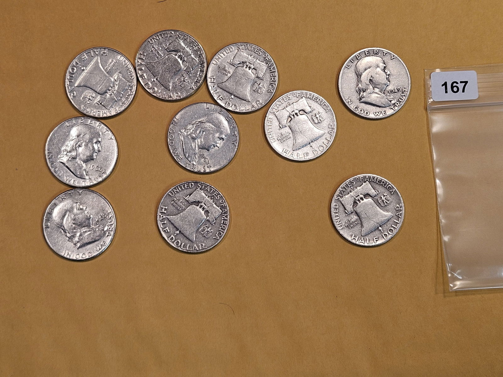 Ten mixed silver Franklin Half Dollars (1 of 1)