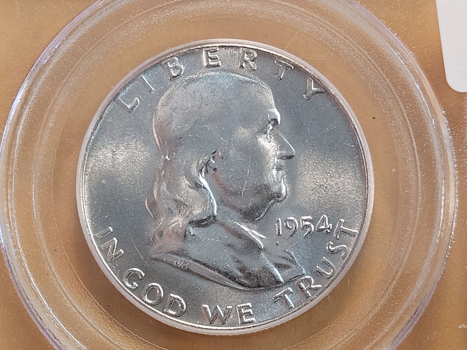 PCGS 1954 Franklin Silver Half Dollar in Mint State 64 Full Bell Lines (1 of 4)