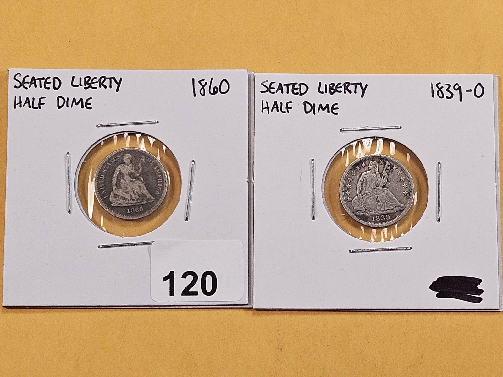 Two Circulated Seated Liberty Silver Half Dimes (1 of 6)
