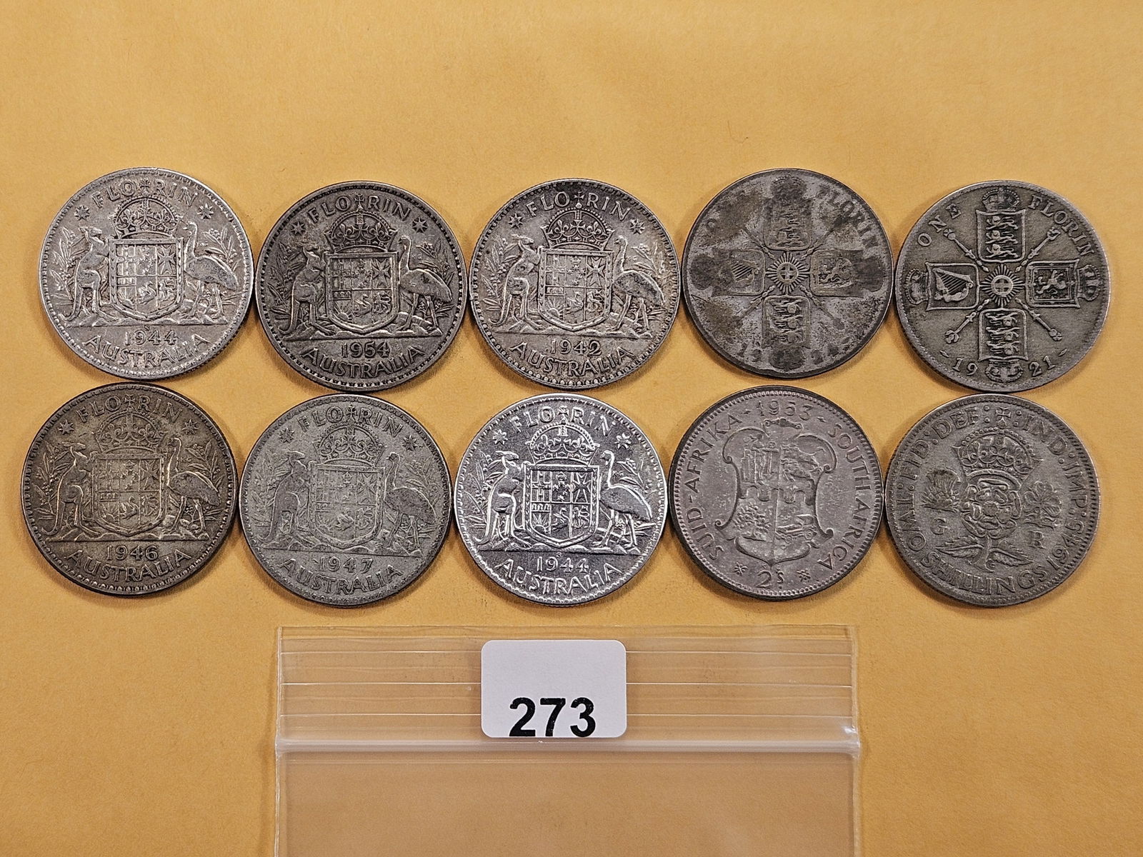 Eight Silver Florins and two Silver Two Shillings: Mixed dates, all circulated